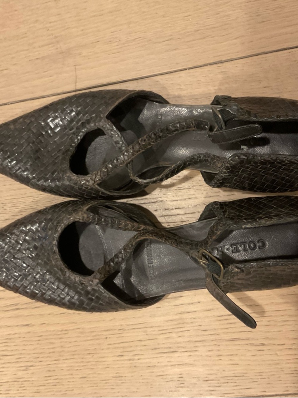 Cole Haan chocolate brown Woven Mary Jane flat